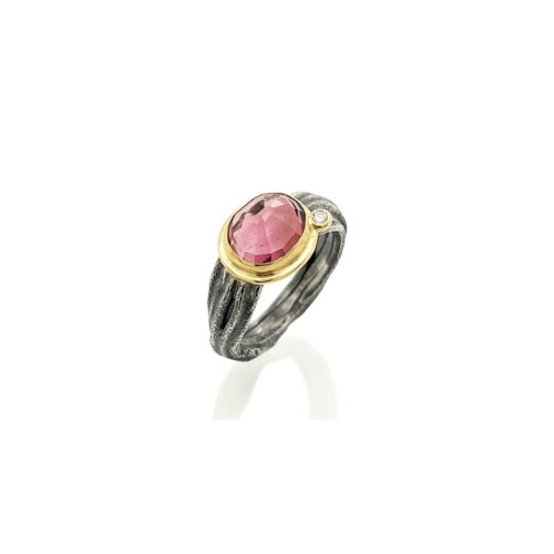 Culet side up pink tourmaline ring