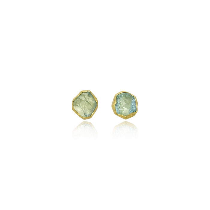 natural surface aquamarine studs