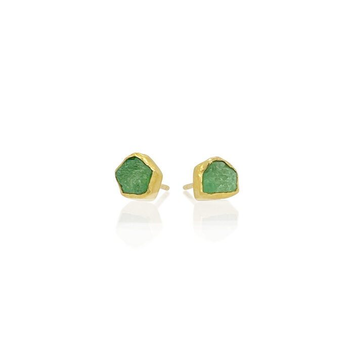 natural surface emerald crystal stud earrings