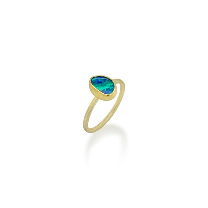 australian boulder opal doublet ring