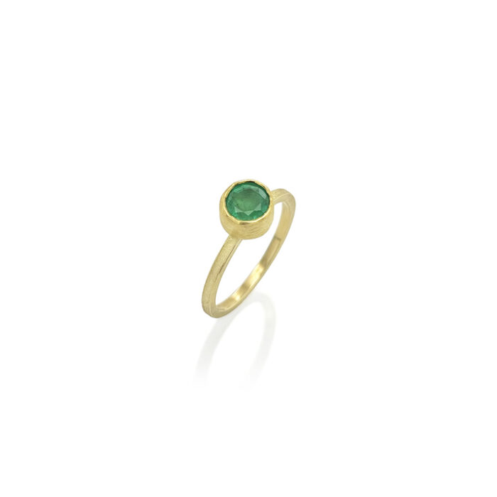 round faceted emerald stacking ring