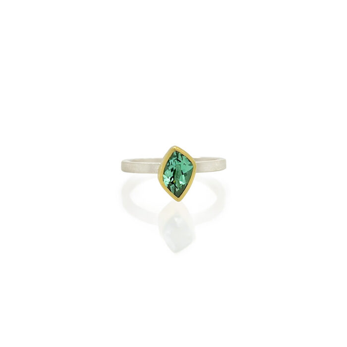 greenish-teal tourmaline "Leaf" ring