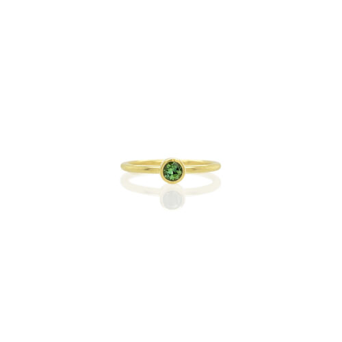 small round faceted green tourmaline stacking ring