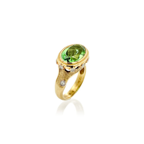 "Reef" ring vibrant green tourmaline