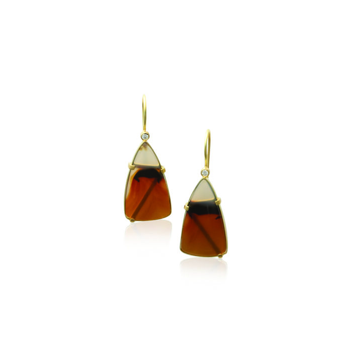 Montana Agate Triangle earrings with diamond