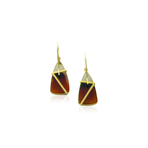 Montana Agate triangle earrings with diamond (back)