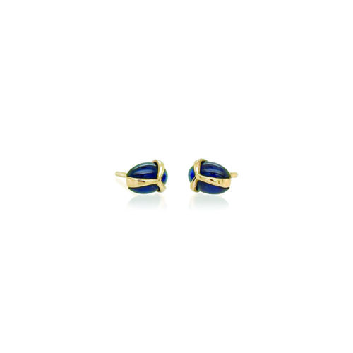 Lucky Scarab studs in blue sapphire