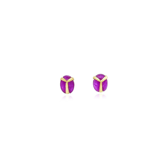 lucky scarab studs with ruby