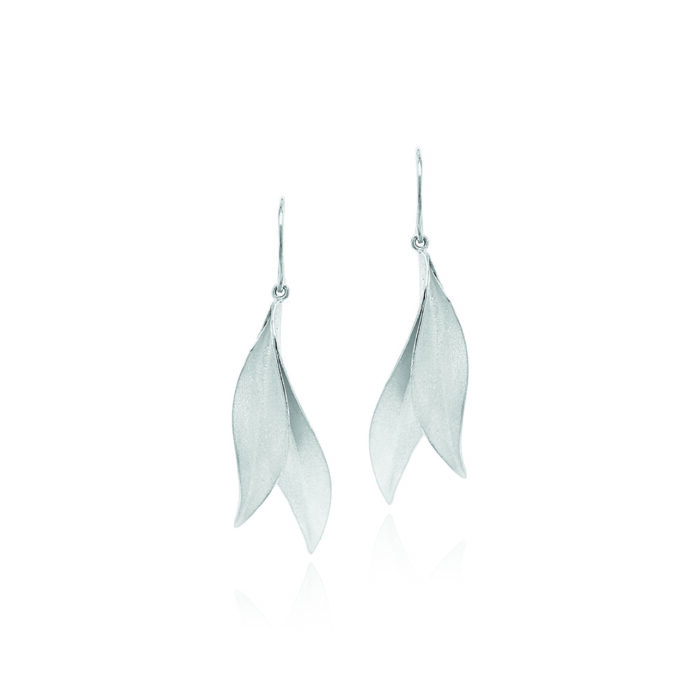 double mount mint leaf earrings in sterling silver