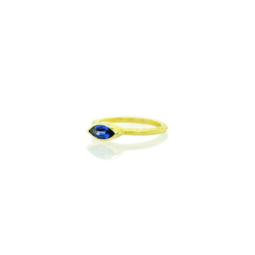 navette blue sapphire ring