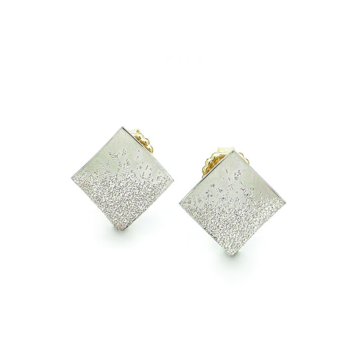 Square "Stardust" earrings in Platinum