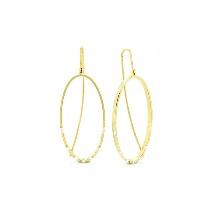 Large oval drop earrings with diamonds