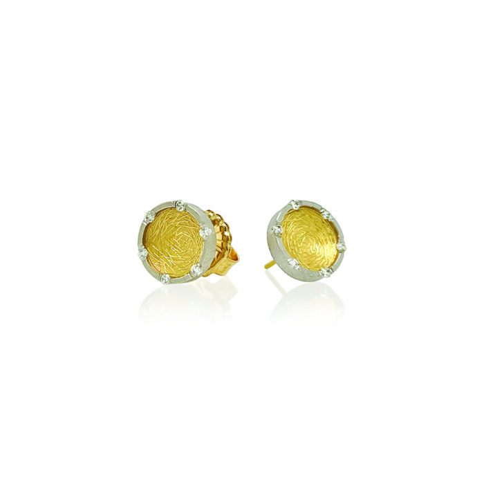 "scribble" stud earrings in 18k and Platinum