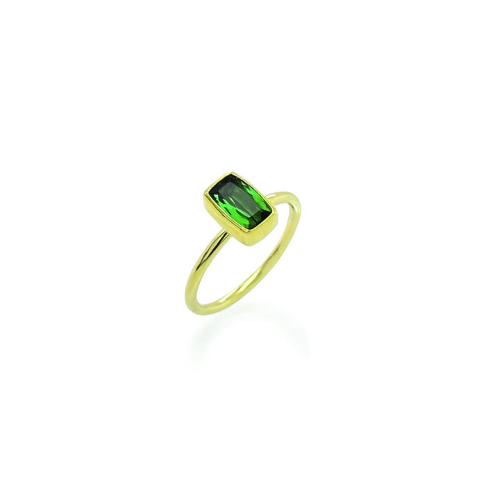 cushion cut green tourmaline ring