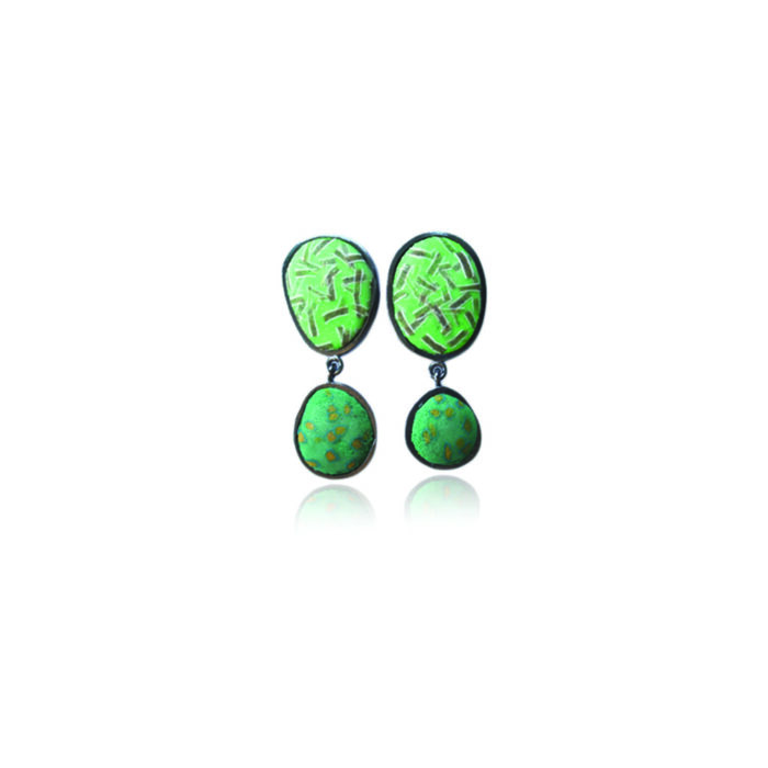 green double pebble earrings