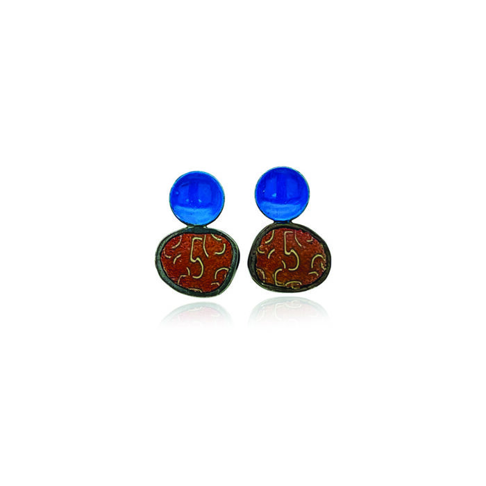 pebble studs with blue enamel