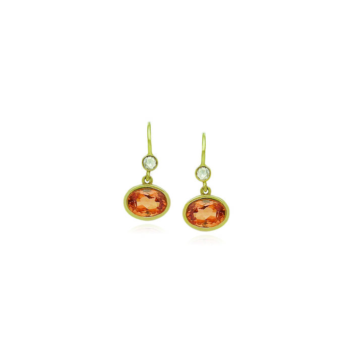 spessartite garnet and diamond earrings