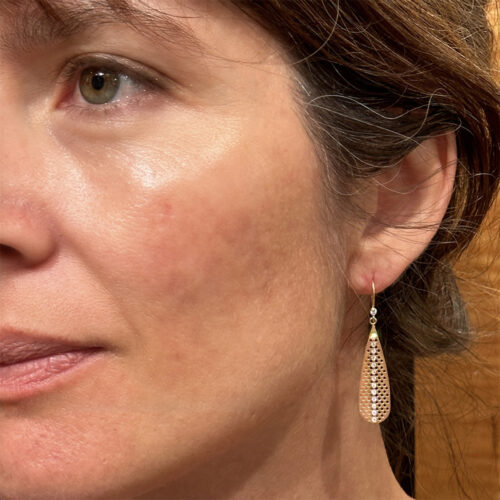 prelude tear drop earrings with diamonds in 14k rose gold