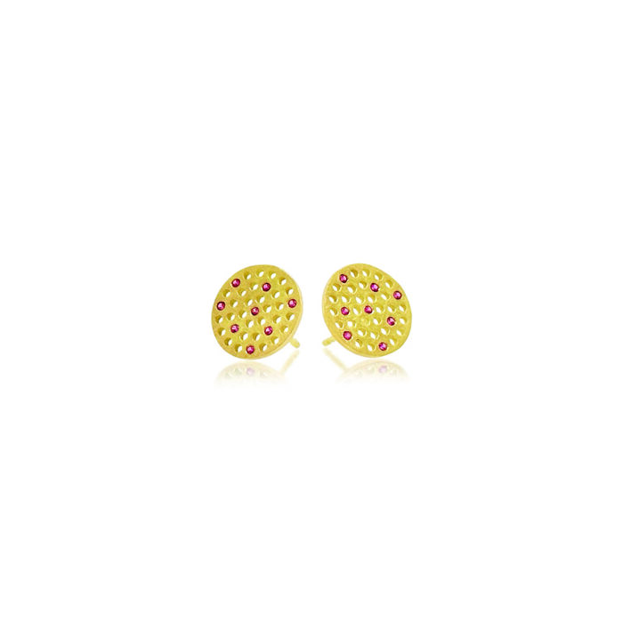 prelude disc earrings with rubies