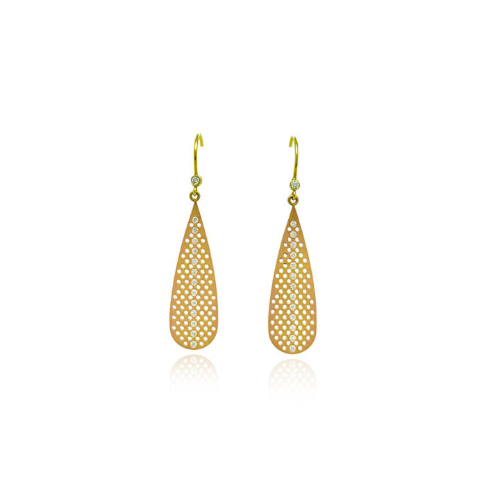 prelude tear drop earrings in 14k rose gold