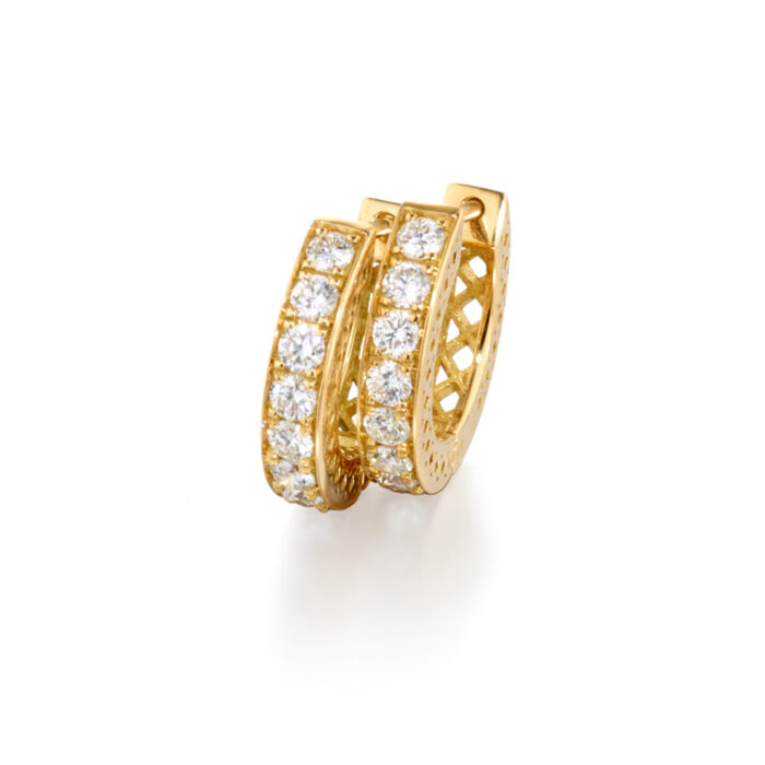 crownwork huggie earrings with diamonds