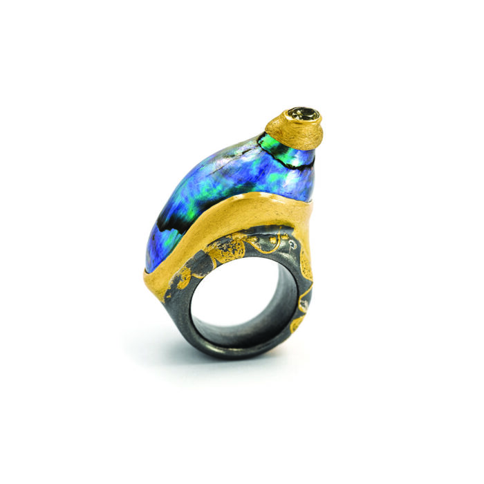 "under the sea" abalone pearl ring