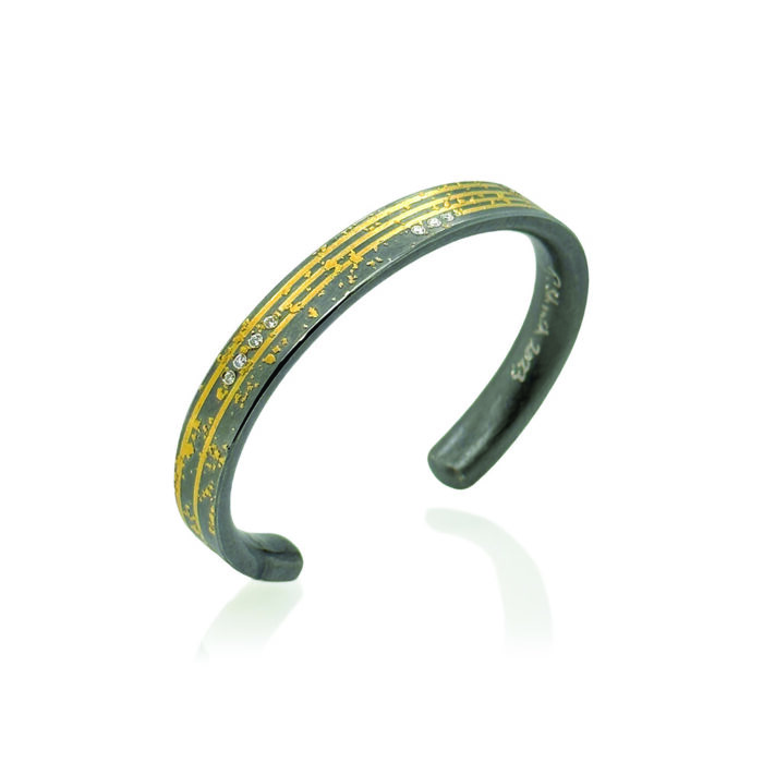 linear cuff bracelet with diamonds