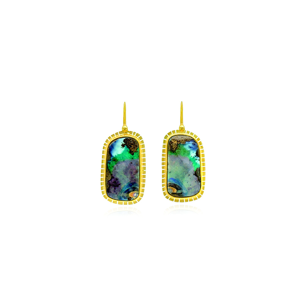 australian boulder opal split earrings