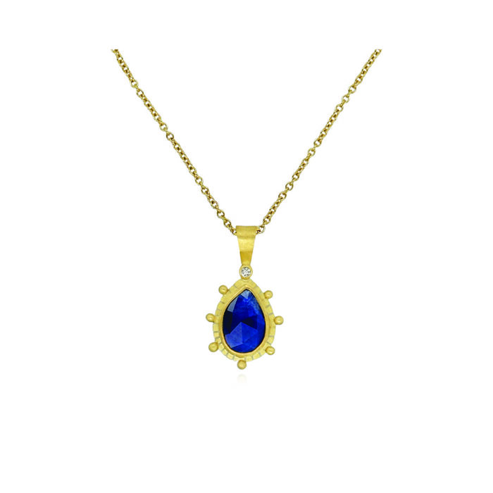 rose cut sapphire pendant with diamond