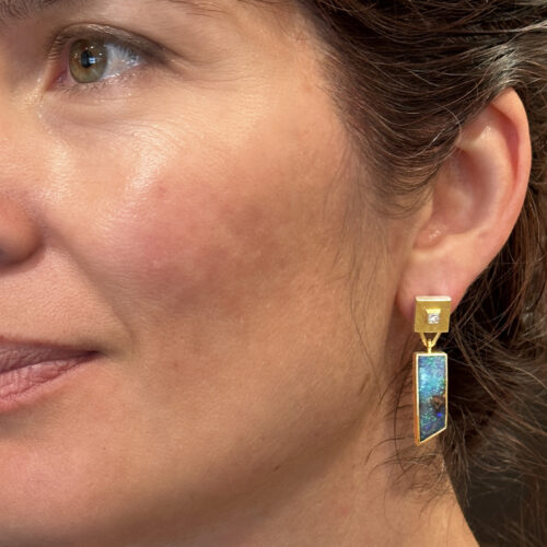 Trapezoid Boulder opal earrings