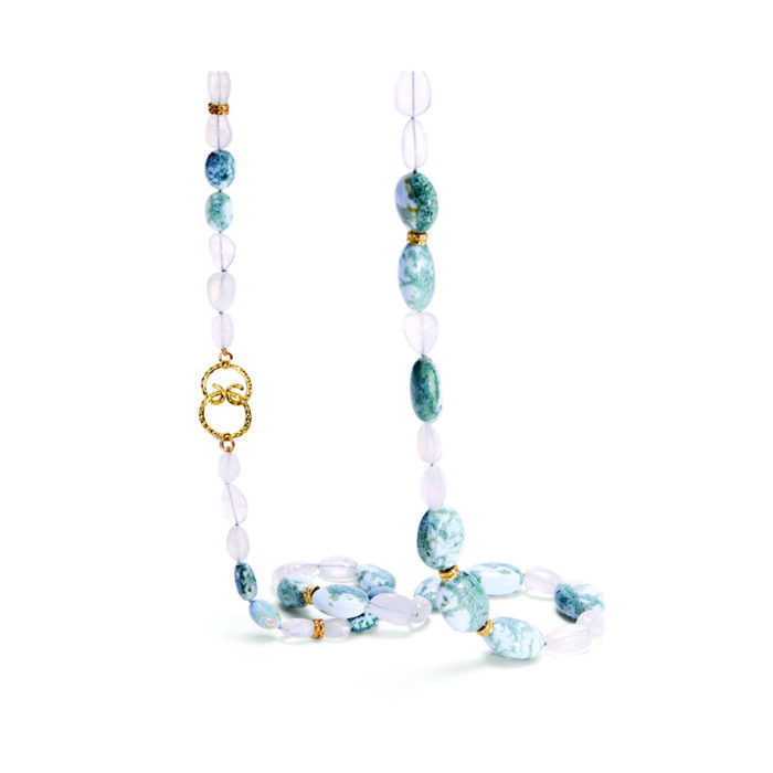 moonstone, opal and diamond necklace