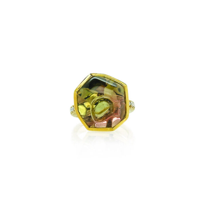 bubble bi-colored tourmaline ring