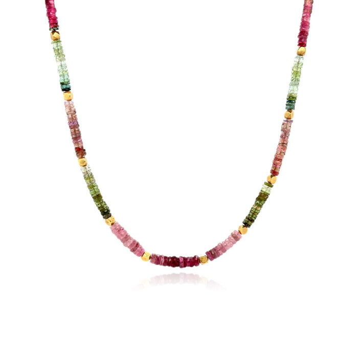 faceted rondele tourmaline necklace