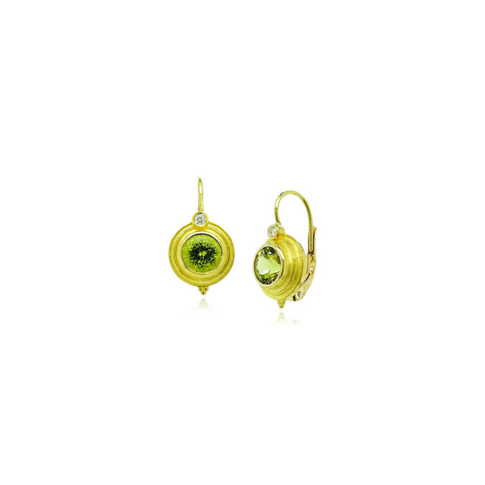 Green/gold color mali garnet earrings