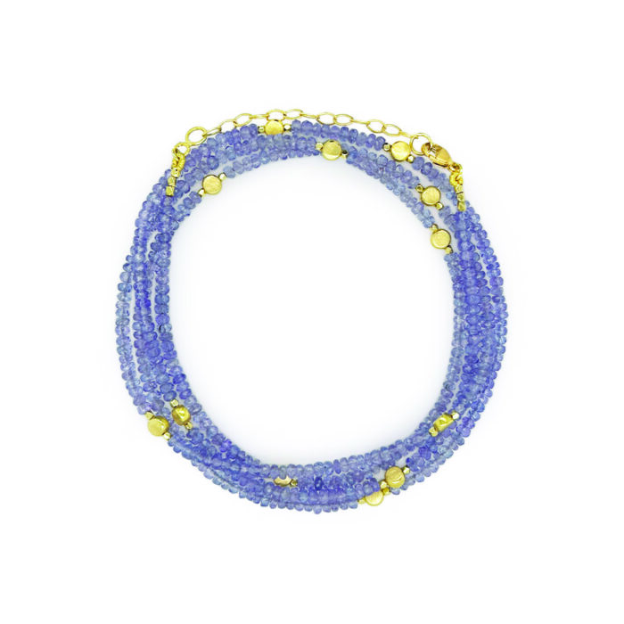 5 wrap tanzanite beaded bracelet