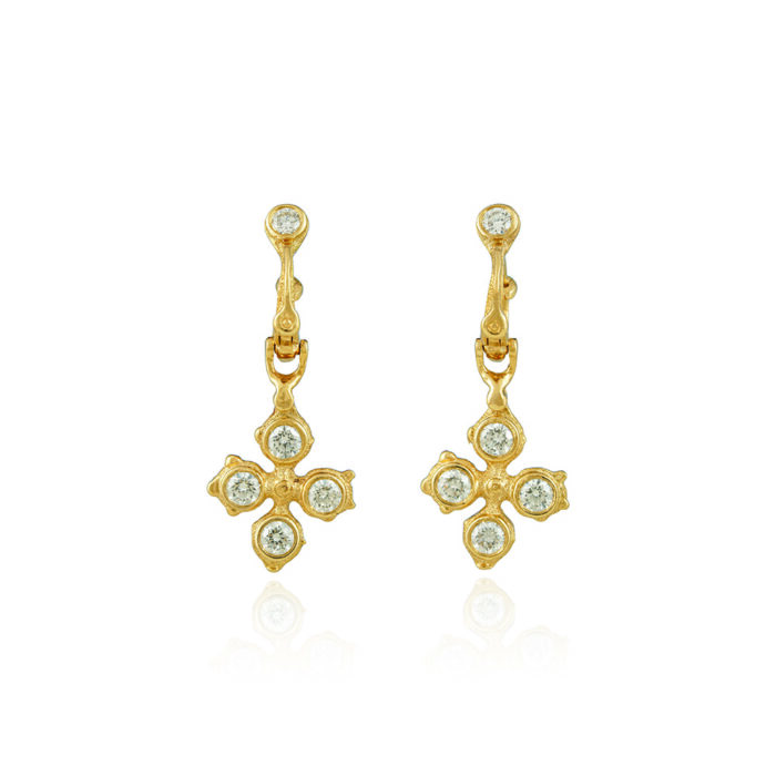 Fleur de lis diamond drop earrings