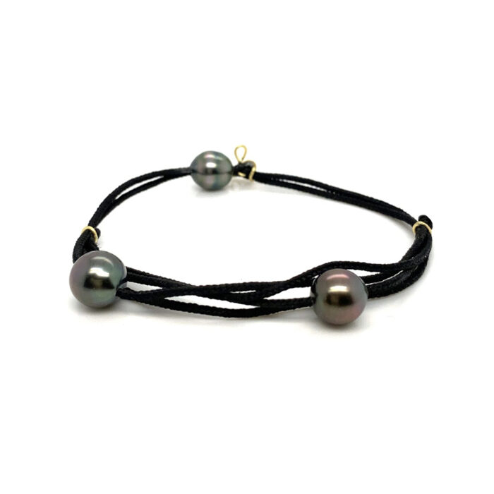 Triple Tahitian pearl adjustable bracelet