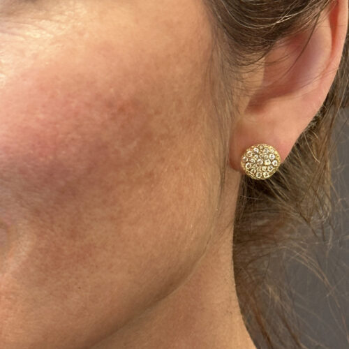 silk disc earrings with scattered diamonds