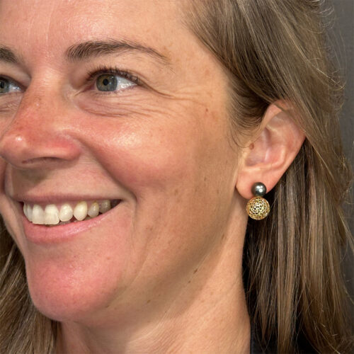 tahitian pearl post-back sphere earrings