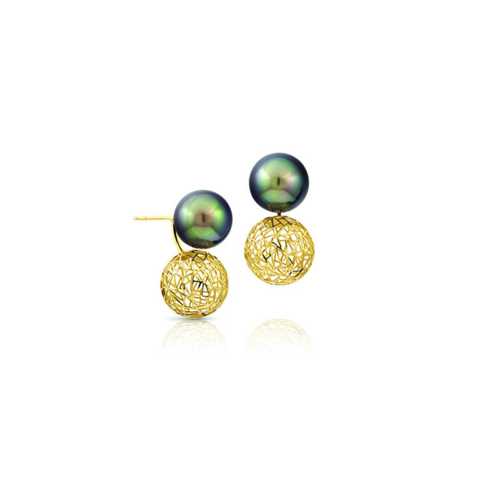 Tahitian pearl post-back sphere earrings