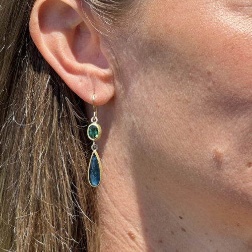 oval and tear drop tourmaline earrings