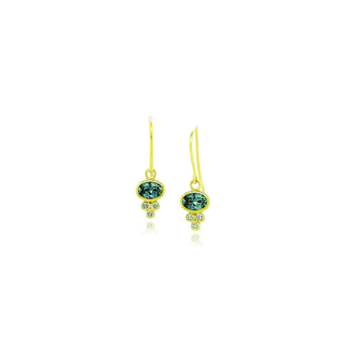 oval Montana sapphire and diamond earrings