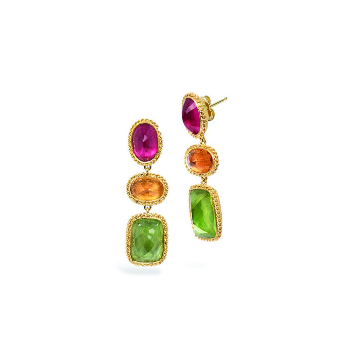 Peridot, spessartite garnet and tourmaline earrings