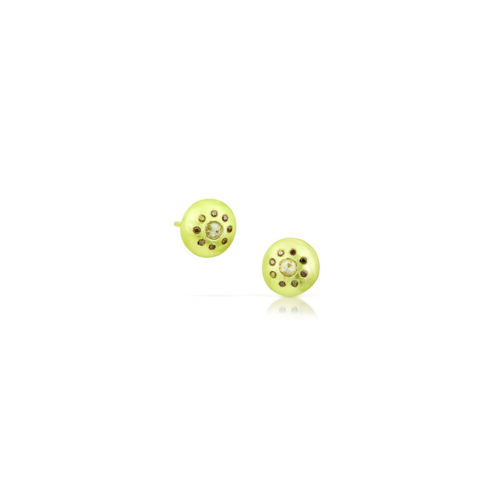 Arun Sawad stud earrings, champagne rose cut and cognac diamonds