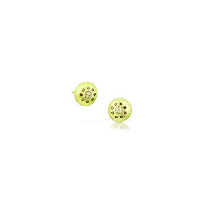 Arun Sawad stud earrings, champagne rose cut and cognac diamonds