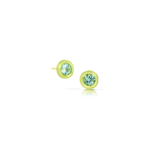 Little star earrings with aquamarine in 14K Fairmined green gold
