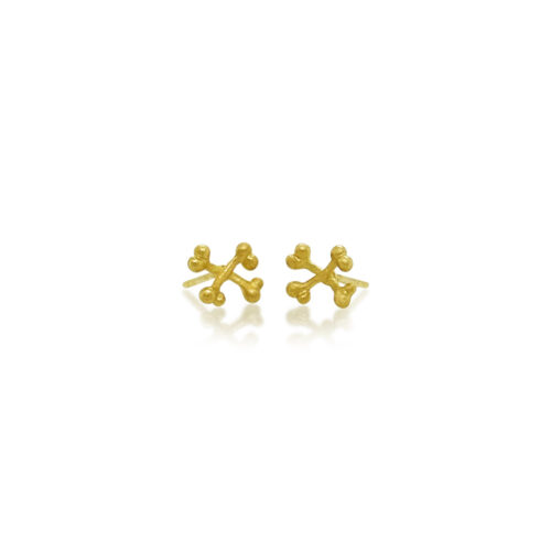 18k yellow gold cross bone earrings