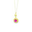 Saturn necklace with pink tourmaline in 14k green gold