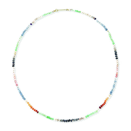 Mixed opal rondelle necklace with 14k green gold J-hook clasp