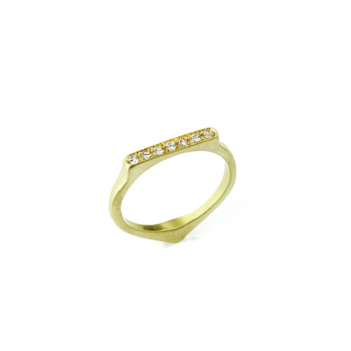 Corazon stacking ring with Diamond in 14k green gold